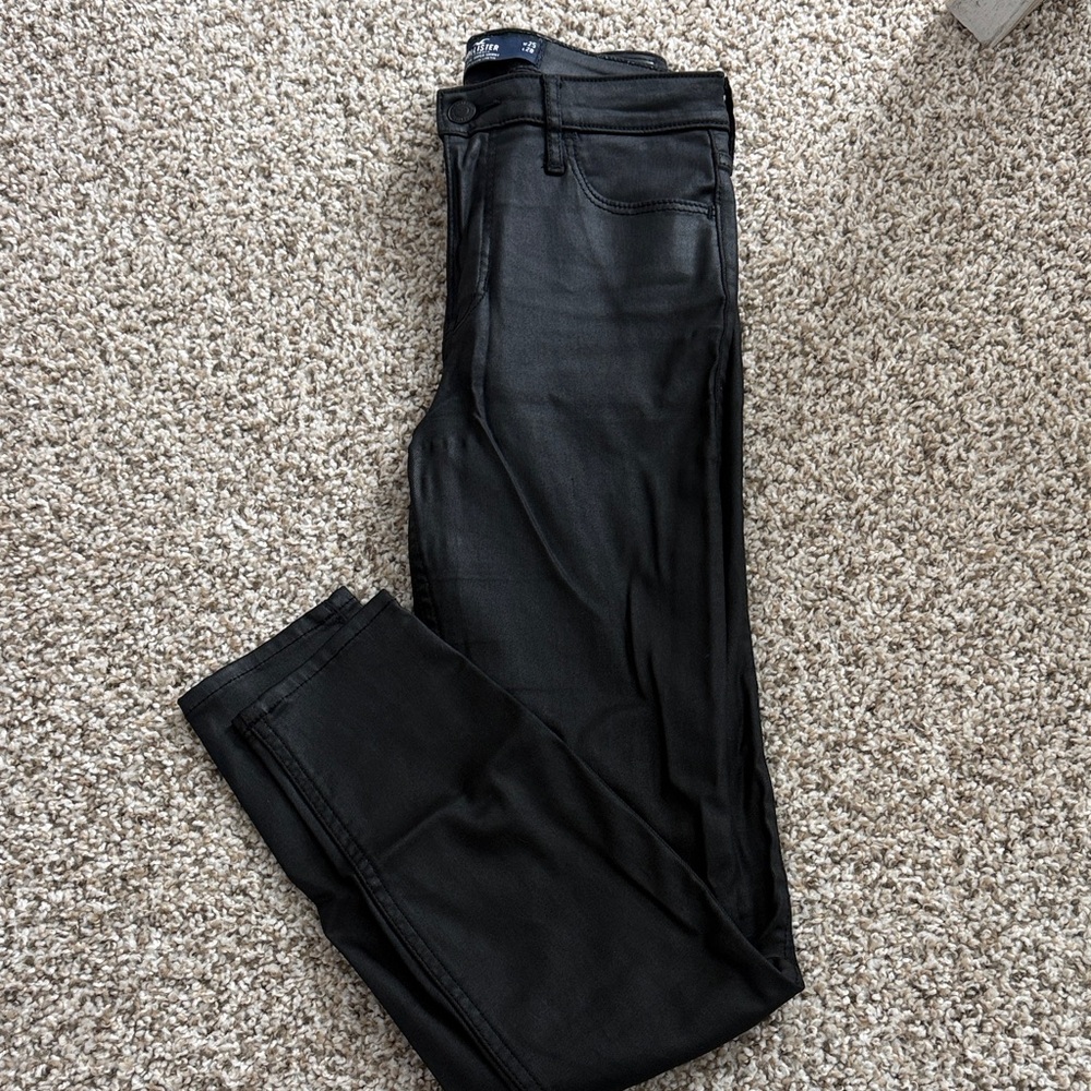 Womens Black leather Jeans